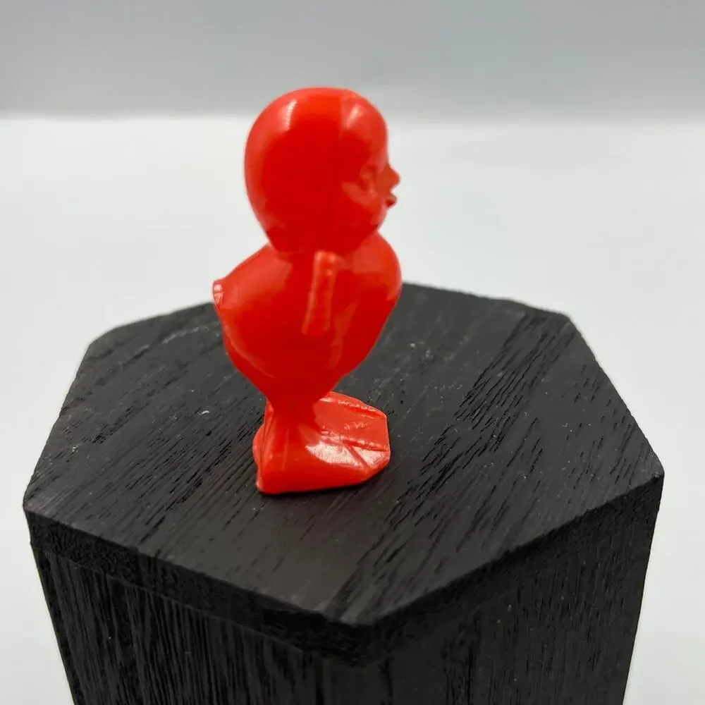 Vintage Knickerbocker Solid Orange Hollow Plastic Mini Easter Chick 2 inch‎